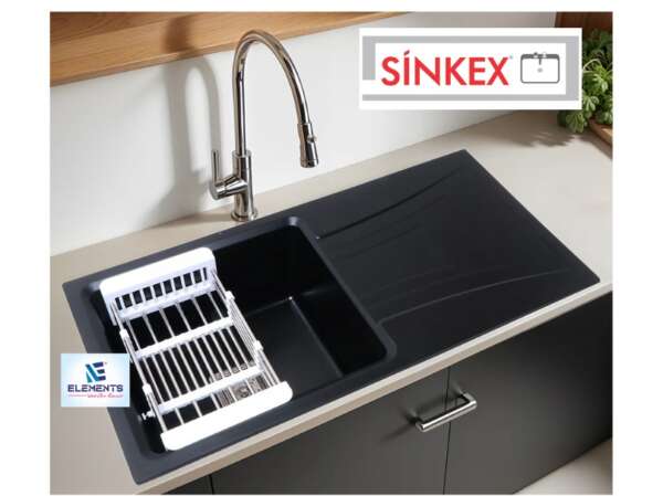 Quartz Double Bowl with Drainboard Kitchen Sink  ( 36x18x8.5 inches )