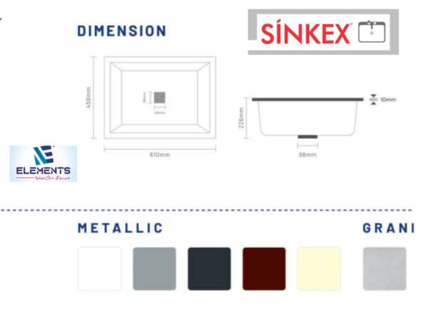 Quartz Single Bowl Kitchen Sink (31 x 19 inches)