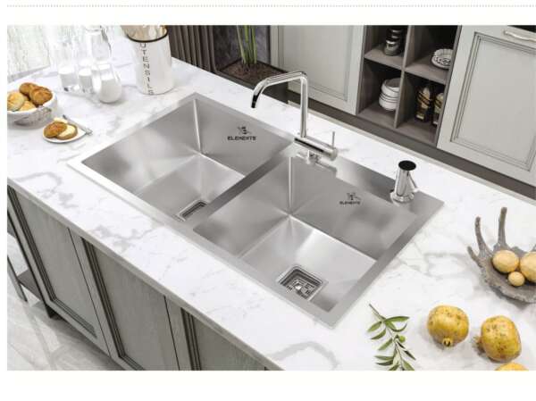 Handmade Double Bowl with Tap Hole Kitchen Sink   (45x20x9 inches)