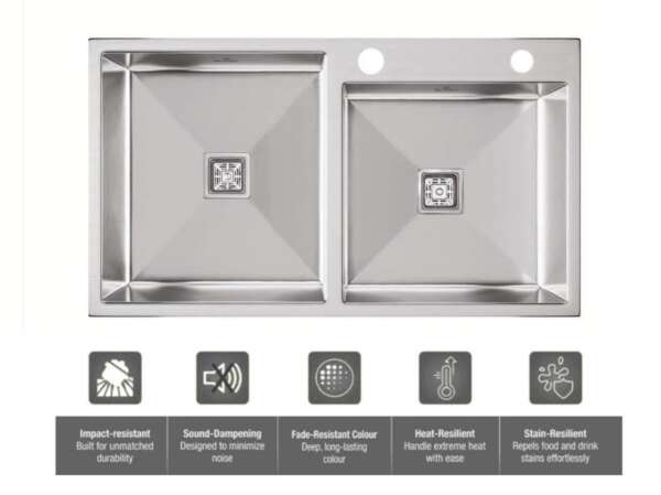 Handmade Double Bowl with Tap Hole Kitchen Sink   (45x20x9 inches)