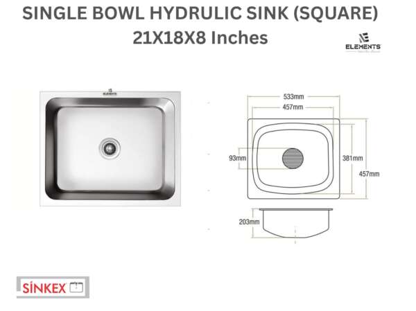 single Bowl Kitchen sinks  (21x18x8  inches)