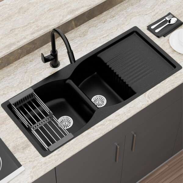 Quartz Double Bowl Kitchen Sink (40x18x8.5inches)