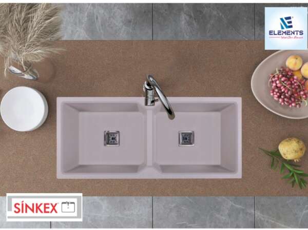 Quartz Double Bowl Kitchen Sink   ( 45x20x19 inches )