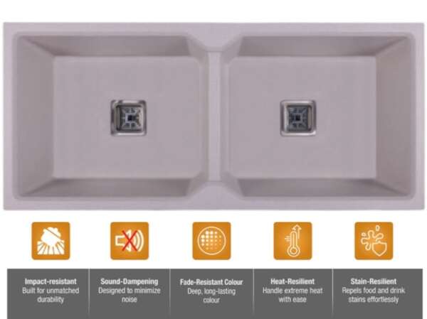 Quartz Double Bowl Kitchen Sink   ( 45x20x19 inches )