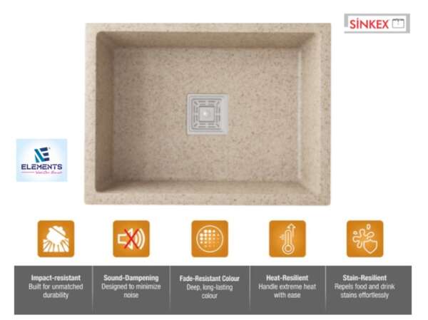 Quartz Single Bowl Kitchen Sink  ( 21 x 18 inches)