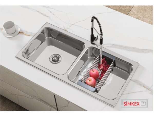 square Double Bowl with Drainboard hydraulic sinks (37x18x8  inches)