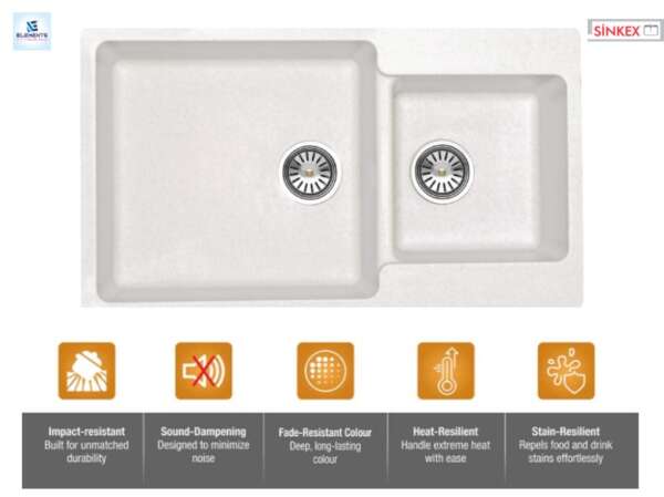 Quartz Double Bowl Kitchen Sink ( 34x19.5x8.5 inch)