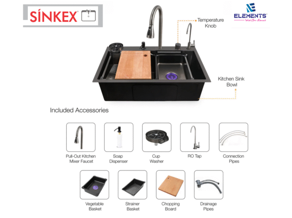 Quartz Smart Kitchen Sink (30 x 20 x 9 Inches)
